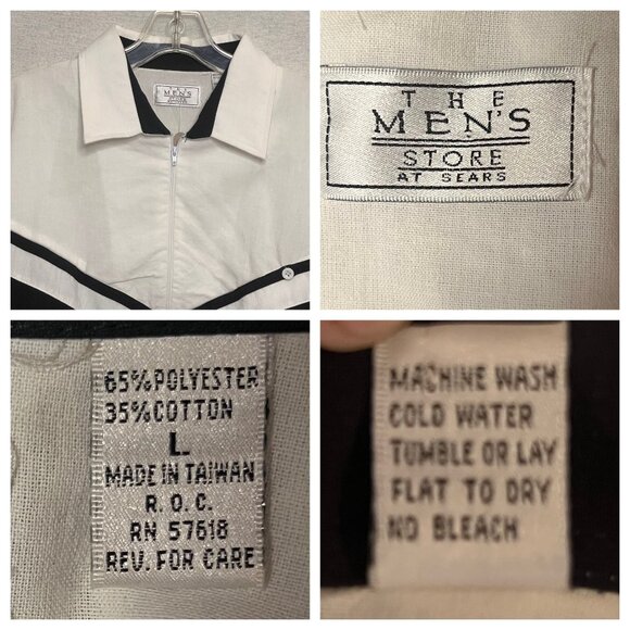 VTG Mens Store At Sears Chevron Pullover Shirt L Black/White 1/2 Zip Grandpa NWT - Picture 8 of 15